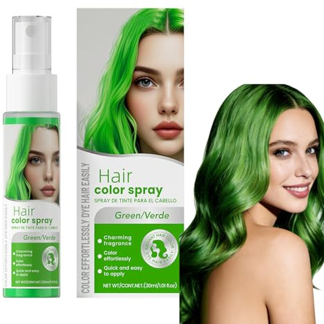 Grün Temporäres Haarspray | Crazy Green Hair Color, Waschbares Haarspray | Nicht schädliches Haar-Kreidespray | Verrücktes Grün Sofortfarbe, Festival-Party Halloween Make-up | Tierversuchsfrei Vegan