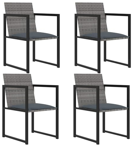 ATOMSTACK MAKER HOMELEN Gartenmöbel Set 5-teilig Poly-Rattan Esstisch mit 4 Stühlen witterungsbeständig grau/schwarz 109x109 cm Tisch + Sitzkomfort Kissen Terrasse Garten