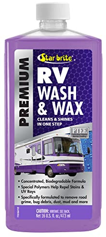STAR BRITE RV Wash & Wax - One-Step Concentrated Cleaner, UV Protection - Ideal for RV, Camper Cleaning - 16 OZ (071516P)