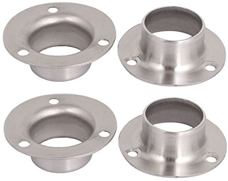 sourcing map 25mm Dia Tube Wardrobe Hanging Rail Rod End Support Flange Socket 4pcs