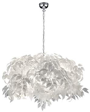 Reality Leuchten Pendelleuchte Leavy R10464001, Metall Nickel matt, Schirm Kunststoff weiß, 4 x E14, 70 x 70 x 150 cm