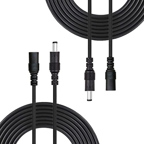 Liwinting 2pcs 2m/6.56ft DC Extension Cable 2.1mm / 5.5mm Male to Female Connector, DC Power Cord Extension Cable for Power Adapter, 12V CCTV Wireless IP Camera, Monitors, Led, Car - Black