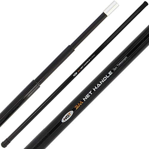 NGT Black 3m 10FT Telescopic 3 Section Fiberglass Carp Coarse Fishing Landing Net Handle Screw