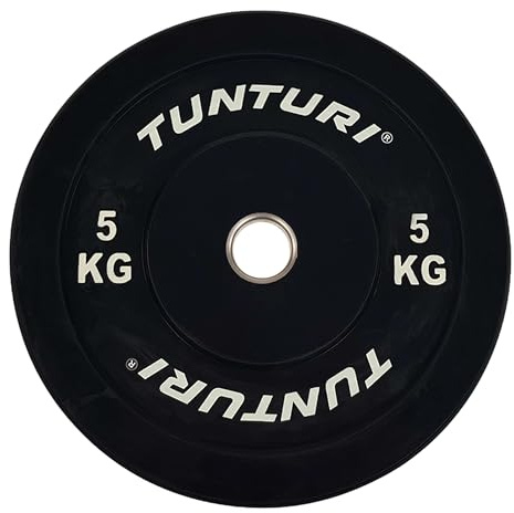 Tunturi 5kg Rubber Weight Plates 50mm Black Barbell Plates