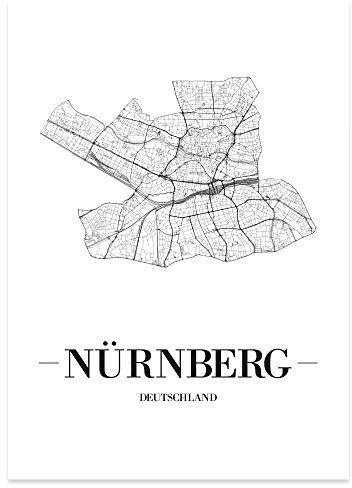 JUNIWORDS Stadtposter, Nürnberg, Wähle eine Größe, 21 x 30 cm, Poster, Schrift A, Weiß
