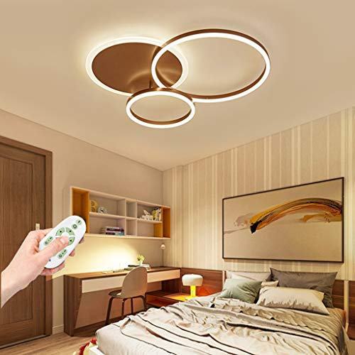 YZSJ LED Deckenleuchte Wohnzimmerlampe Dimmbar Moderne Deckenlampe Ring Metall Acryl Design Acryl Beleuchtung Schlafzimmer Esszimmer Kinderzimmer Flur Decke Kronleuchter,Braun,3heads