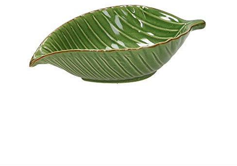 Tognana Relief Zaira Leaf Bowl in the shape and structure of a leaf, green, 20 x 12 cm, made of ceramic