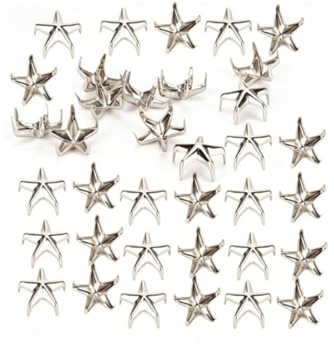 200 piezas de remaches de estrella, remaches de garra de estrella, clavos de presión manual para bricolaje, artesanía de cuero, ropa, chaquetas, cinturones, 10 mm(plata)