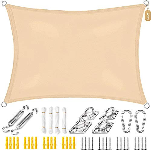 WYYL Sun Shade Sail Canopy Rectangle Waterproof Sun Shade Awning UV Block with Fixing Kit, Free Ropes, for Garden Patios Outdoor Pergola