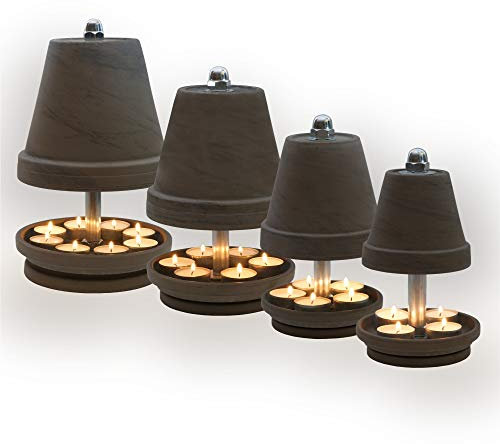 NTS-Serie Basalt - VIERER Set - 23 Teelichter Vier GRÖSSEN = S - M - L - XL – Teelichtlampe Notheizung * Hornet-Products die Teelichtofen Manufaktur * IN 2022 ÜBER 18000 Produkte VERKAUFT