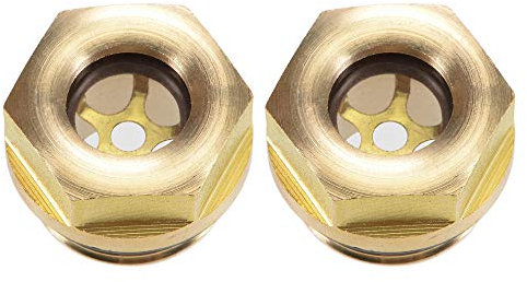 sourcing map Niveau d'huile Compresseur d'air Jauge Bouchon Voyant d'Huile Indicateur Liquide Verre Vue Voyant Raccord en Laiton à Filetage Mâle M18 x 1,5 avec Joint Torique Jaune 2Pcs