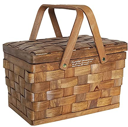 YRHH Weiden-Picknickkörbe Mit Deckel Und Griff, Weiden-Geschenkkörbe, Leere Weide Gewebter Ovaler Picknickkorb, Süßigkeitenkorb, Hochzeitskorb,-A