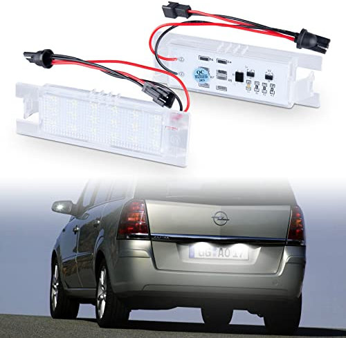 POPMOTORZ 2 PCS-LED Kennzeichenbeleuchtung mit Canbus, Kfz-Zubehör für Zafira B Vectra C Corsa C/D Insigina Astra J/H Adam Cascada Meriva A/B Tigra Twin Top
