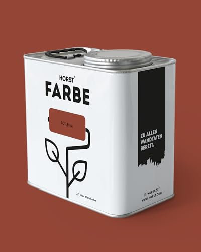HORST Wandfarbe Rotlehm 5L - Hochwertige Innen-Farbe - Hohe Deckkraft & Schnelltrocknend - Geruchsneutral - Spritz- & Tropffrei - 100% Natürlich - Rot