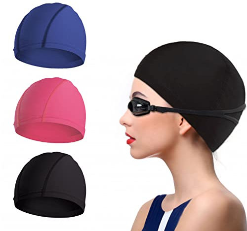 NITAIUN 3 Pezzi Cuffia da Nuoto Elastica Unisex - Comoda e Leggera, Tessuto Poliestere, Taglia Unica, per Adulti