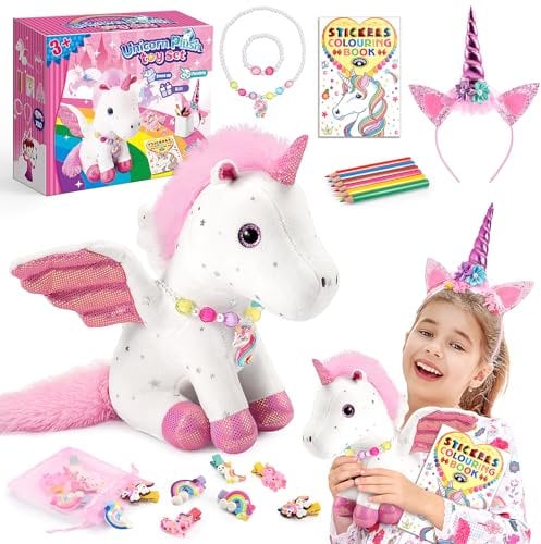 EUCOCO Unicorn Gifts for Girls Age 3-8, Unicorn Soft Toys for 3 4 5 6 7 Year Old Girls Stuffed Animals for Kids for 3-8 Year Old Girl Toys Kids Toy Age 3-8 Birthday