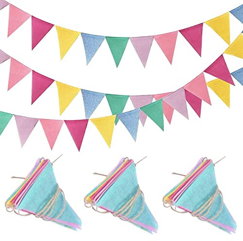 3 Stück Wimpelkette, Wimpel Banner, Wimpel Girlande für Kinderzimmer Geburtstag Party Hochzeit Dekoration Indoor Outdoor (Jedes Set enthält 12 Wimpelketten in 6 Farben)