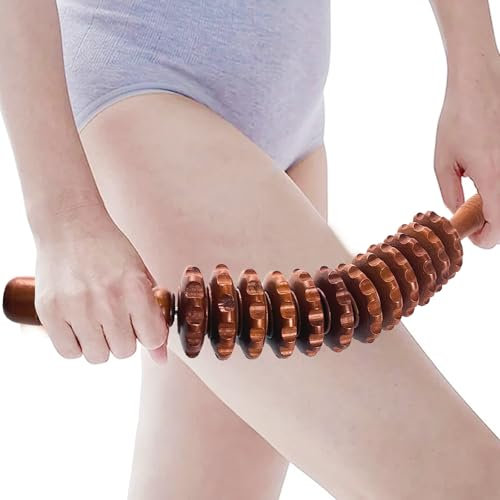 1 StüCk Massageroller Holz,RüCken MassagegeräT Holzmassagegerät Roller MassagegeräT Mit Griff,Geeignet FüR Nacken,Beine,RüCken,KöRper(braun)…