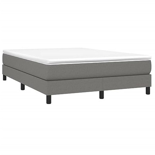 vidaXL Cadre à sommier tapissier en Tissu Gris foncé 140 x 190 cm, lit, Meuble de Couchage, sommier tapissier, Cadre de lit, lit Double, sommier tapissier, Lits, berceaux
