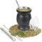 ROCKY&CHAO Yerba Maté en Acier Inoxydable - Double paroi isolée Mate de calebasse, Kit Bombilla Maté - avec 2 Bombillas et 1 Pinceau, Tasse Maté Ensemble pour Yerba Mate Boire (plaid noir)