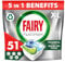 Fairy Platinum All-In-1 Dishwasher Tablets - 51 Pods, Original, Powerful Cleaning Action