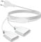 Cable de alimentación alargador de 5 m, 2 en 1, Cable de extensión Tipo C Macho a Doble Tipo C, Enchufe Europeo, 0,75 mm², máx. 2,5 A/250 V para TV, PC, Monitor, lámpara, electrodomésticos, Blanco