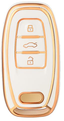 OFFCURVE Etui a Cle Voiture Coque Clé, Étui à Clés Couvre Clef Cache Clef 3 Boutons Apte à Audi A1 A3 A4 A5 A6 A7 A8 Q3 Q5 Q7 Q8 S3 S4 S5 S6 S7 S8 R8 RS4 RS5 RS6 RS7 TT TTS TTRS 4G B8 E-Tron Quattro