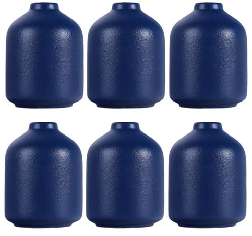 Set di 6 vasi in ceramica blu navy, piccoli vasi da fiori moderni in stile bohémien, per tavolo, ufficio, soggiorno, fattoria, vasi da fiori decorativi blu opaco per casa, centrotavola, matrimonio,