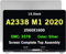 WARWOLFTEAM Ersatz-Laptop-Bildschirm für MacBookPro17,1 MacBook Pro 13,3 Zoll M1 2020 A2338 EMC 3578 MYD83 MYD92 MYDA2 MYDC2 13,3 Zoll 2560 x 1600 Full LCD Bildschirm komplette Montage (Silber)