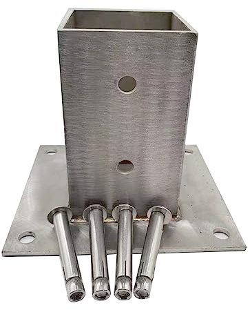 Pfostenträger Aufschraubhülse Pergola Pfosten Bausatz, Veranda Terrasse Briefkasten Garten-Geländer Beton Quadratisch Metall Verankerung Sockel, Stabiler Pfostenhalter Aus Edelstahl ( Size : 90x90 mm
