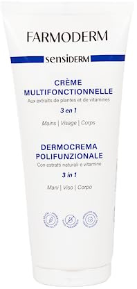 Farmoderm Sensiderm Crema Idratante Viso Mani e Corpo Pelle Secca 200 ml | Una crema per viso, mani e corpo: karité, aloe vera e pantenolo per pelle secca e sensibile, si assorbe in fretta