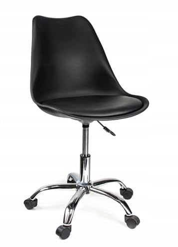 JUMI Praktisch Bürostuhl IGER - 51 x 78 x 60 cm Bürostuhl Ergonomisch, Gaming Stuhl - Pc Stuhl, Schreibtischstuhl, Drehstuhl Mit Rollen, Höhenverstellung, Kunstoff (Öko-Leder, Schwarz)