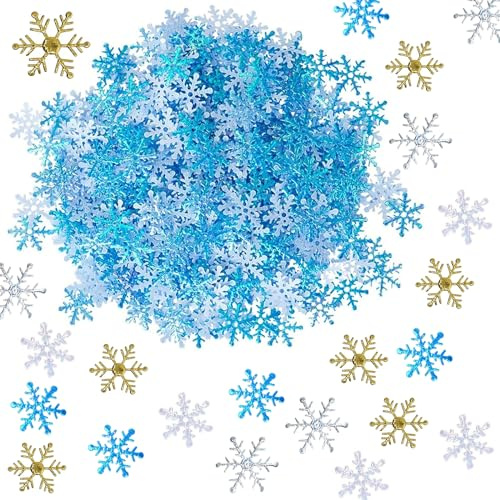 1200 PCS Schneeflocken Konfetti Weihnachten Dekorative Konfetti Schneeflocken Deko Pailletten Tischkonfetti Dekoration Tabelle Konfetti Tischdeko Für Weihnachts Winter Dekoration, Hochzeit, Geburtstag