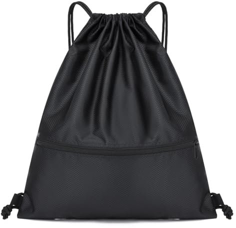 AOMiGT Mochilas con cuerda, Mochilas de Cuerdas Negro, Bolso Mochila Deportiva Casual, Mochila Deportiva para jóvenes, Saco Tela Cuerdas, Saco Playa Talega, Bolsas de Cuerdas Gimnasio Mujer Hombre