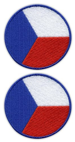 Set mit 2 Aufnähern, Motiv: Tschechische Luftwaffe mit rundem Rand, blauer Rand, bestickt, Abzeichen/Emblem