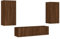 vidaXL Wohnwand 4-TLG., Schrankwand mit viel Stauraum, Anbauwand mit LED-Beleuchtung, Wandmontage Fernsehschrank Wohnzimmer Set Schrank, Braun Eichen-Optik Holzwerkstoff