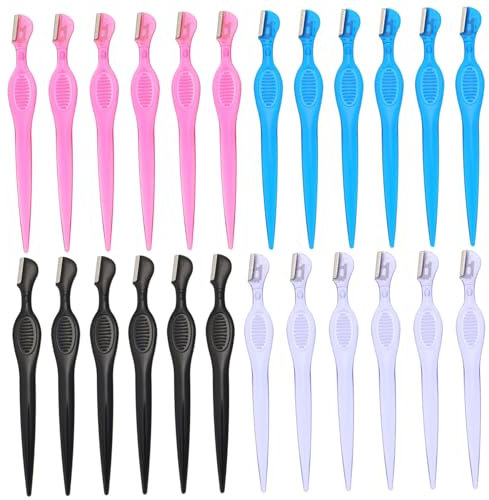 DOITOOL 24pièces Rasoirs Sourcils Portable Et Facial Avec Lame Inox Petite Tête Précise Pour Épilation Visage Lèvres Et Cou Kit Multifonction Pour Voyage