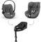 CYBEX Gold Babyschale Cloud G i-Size Comfort mit Kinder-Autositz Sirona G i-Size und ISOFIX Basis Base G, Inkl. Neugeboreneneinlage, Lava Grey