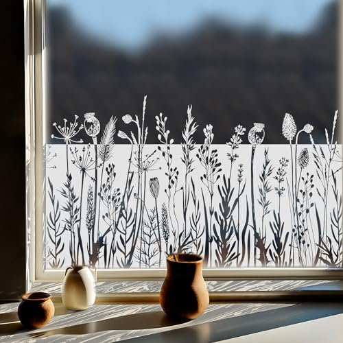 neukids Fensterfolie Pusteblume, klebefolie Fenster Sichtschutz, Fenster Blickdicht Milchglasfolie Muster, Selbstklebende Fensterfolie Glasfolie für Kinderzimmer Wohnzimmer Schlafzimmer Küche Bad