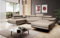 Luxusbetten24 Designer Sofa Lago mit Stauraum und Schlaffunktion | Bezug: Kunstleder | Farbe: Sand | Stellvariante: Links