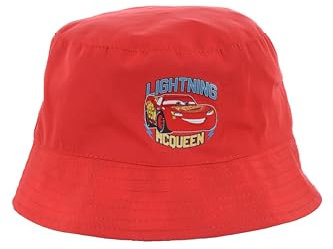 Disney Pixar Cars Fischerhut für Jungen, Lightning McQueen Design Sonnenhut Kinder Sommer Hut Geschenk für Jungen (DE/NL/SE/PL, Numerisch, 53, Rot)