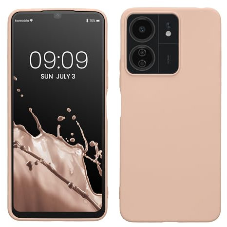 kwmobile Housse Compatible avec Xiaomi Poco C65 / Redmi 13C Coque - Housse de téléphone Protection Souple en Silicone - Coconut Swirl