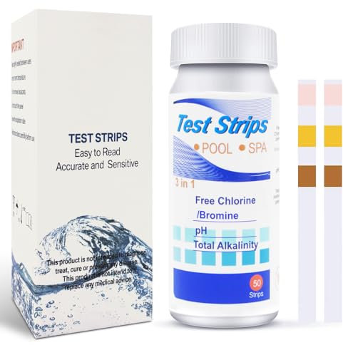 100PCS Water Hot Tub Test Strips, Jsdoin 3 in 1 Swimming Pool & Spa Test Strips Rapid Easy, Accurate, Measurement of pH,Total Alkalinity, Free Chlorine