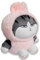 Pidak Peluche Gatto Soriano Seduto Vestito Coniglio Rosa 35 cm Made in Italy Certificato