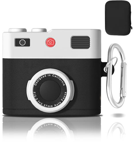 Dayinkes Kompatibel Für AirPods 3. Generation Case Mit Schlüsselanhänger, Kamera Design Für AirPods 3 Generation Hülle 2021, Stoßfestes Case Cover Kompatibel Mit AirPods 3. (Schwarz)