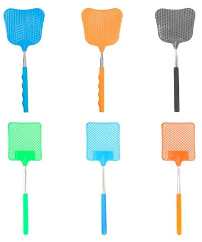 CWPFVQA Matamoscas De 6 Piezas, Matamoscas Colorido En Forma De Abanico, Matamoscas De Mano Colorido, Matamoscas Retráctil, Matamoscas Rectangular para Controlar Mosquitos Y Garrapatas