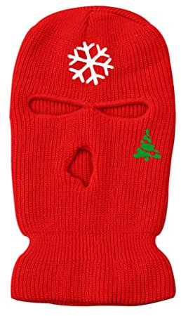 JSGHGDF Weihnachtsmütze mit 3 Löchern, gestricktes Gesicht, Acryl, Größe passend für die meisten Thermo-Hut, für den Außenbereich