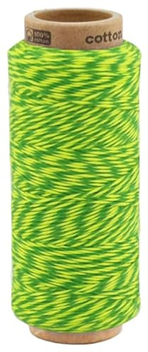 fuwi Baumwollkordel 1 mm - Baumwollschnur & Bäckergarn, 100 m zweifarbig - für Makramee, Geschenkband und Dekoration, 100% neue Baumwolle, matt und farbecht (2008 Apfelgrün - Grün)