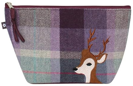 Earth Squared Applique Stitched Makeup Cosmetic Bag - Highland Cow, Flower, Bee, Bird (Deer)