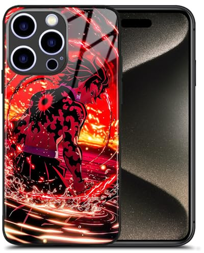 Tanjiro Demon Form Anime Artistic Tempered Glass Phone Case - Originality Unique Manga Glossy Cover for iPhone 13 Pro Max